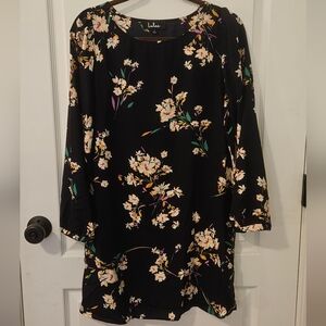Lulu's Dark Navy Floral Long Sleeve Dress Size LG